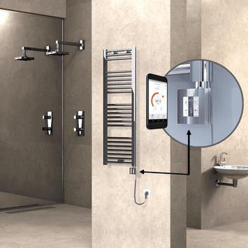 Radiva HAITI Elektirikli Havlupan 400x1200 Düz Krom (KTX4 Termostat) 300W Spiral Kablolu