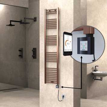 Radiva HAITI Elektirikli Havlupan 400x1800 Düz Bakır Eskitme (KTX4 Termostat) 300W Spiral Kablolu