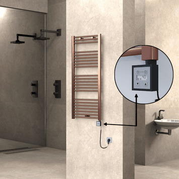 Radiva HAITI Elektirikli Havlupan 500x1200 Düz Bakır Eskitme (KTX3 Termostat) 300W Spiral Kablolu