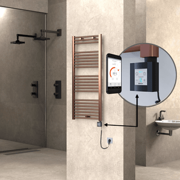 Radiva HAITI Elektirikli Havlupan 500x1200 Düz Bakır Eskitme (KTX4 Termostat) 300W Spiral Kablolu