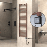 Radiva HAITI Elektirikli Havlupan 500x1800 Düz Bakır Eskitme (KTX3 Termostat) 600W Spiral Kablolu