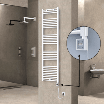 Radiva HAITI Elektirikli Havlupan 500x1800 Düz Beyaz (KTX3 Termostat) 1000W Spiral Kablolu