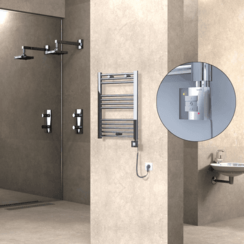 Radiva HAITI Elektirikli Havlupan 500x700 Düz Krom (KTX1 Termostat) 200W Spiral Kablolu