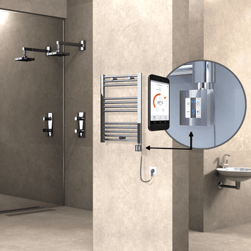 Radiva HAITI Elektirikli Havlupan 500x700 Düz Krom (KTX4 Termostat) 200W Spiral Kablolu