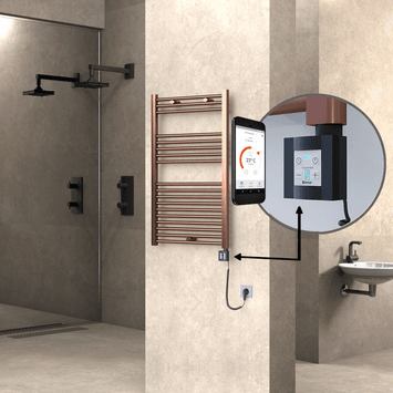 Radiva HAITI Elektirikli Havlupan 600x1000 Düz Bakır Eskitme (KTX4 Termostat) 300W Spiral Kablolu