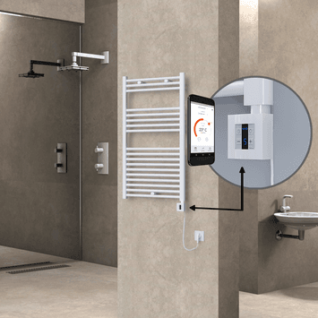 Radiva HAITI Elektirikli Havlupan 600x1000 Düz Beyaz (KTX4 Termostat) 600W Spiral Kablolu