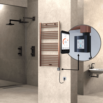 Radiva HAITI Elektirikli Havlupan 600x1100 Düz Bakır Eskitme (KTX4 Termostat) 300W Spiral Kablolu