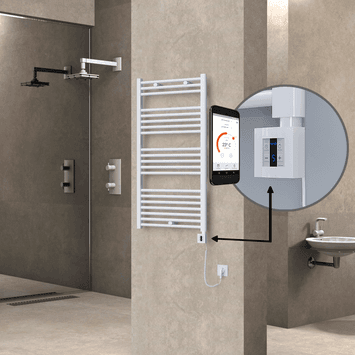 Radiva HAITI Elektirikli Havlupan 600x1100 Düz Beyaz (KTX4 Termostat) 600W Spiral Kablolu