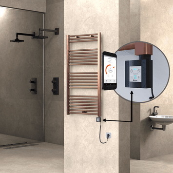 Radiva HAITI Elektirikli Havlupan 600x1200 Düz Bakır Eskitme (KTX4 Termostat) 300W Spiral Kablolu