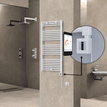 Radiva HAITI Elektirikli Havlupan 600x1200 Düz Beyaz (KTX4 Termostat) 600W Spiral Kablolu