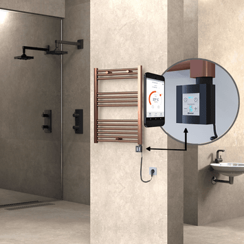 Radiva HAITI Elektirikli Havlupan 600x800 Düz Bakır Eskitme (KTX4 Termostat) 300W Spiral Kablolu