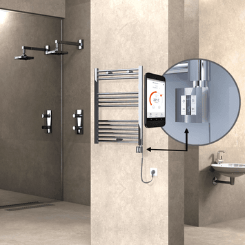 Radiva HAITI Elektirikli Havlupan 600x800 Düz Krom (KTX4 Termostat) 300W Spiral Kablolu