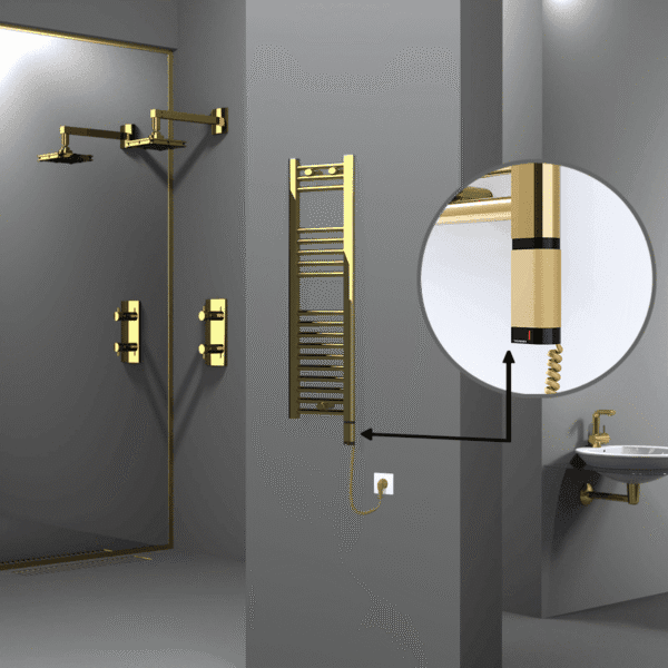 Radiva Haiti Elektrikli Havlupan 300x1000 Düz Altın Parlak (OneD On/Off ) Sağ 200 Watt