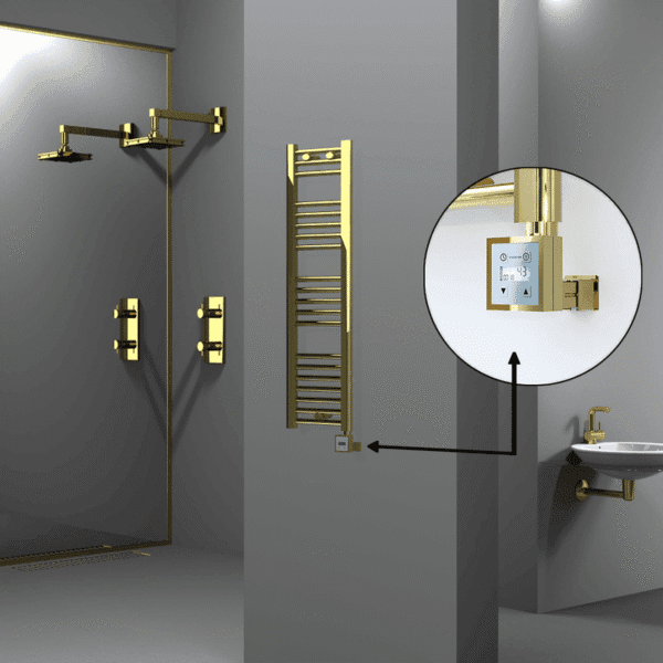 Radiva Haiti Elektrikli Havlupan 300x1100 Düz Altın Parlak (KTX3 Termostat) 200 Watt