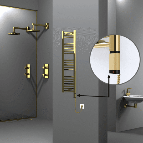 Radiva Haiti Elektrikli Havlupan 300x1100 Düz Altın Parlak (OneD On/Off ) Sağ 200 Watt