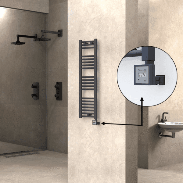 Radiva Haiti Elektrikli Havlupan 300x1100 Düz Antrasit Texture (KTX3 Termostat) 300 Watt