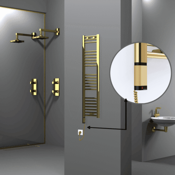 Radiva Haiti Elektrikli Havlupan 300x1200 Düz Altın Parlak (OneD On/Off ) Sol 200 Watt