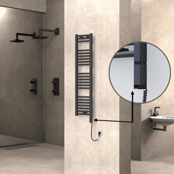 Radiva Haiti Elektrikli Havlupan 300x1200 Düz Antrasit Texture (OneD On/Off ) Sağ 300 Watt