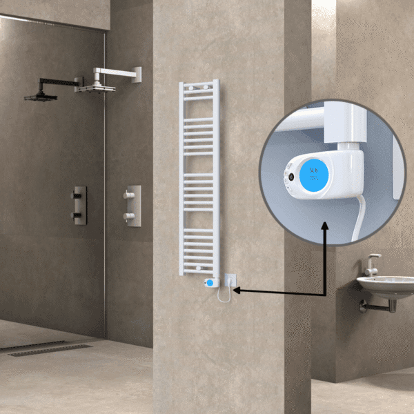 Radiva Haiti Elektrikli Havlupan 300x1200 Düz Beyaz Parlak (Musa Termostat) 300 Watt