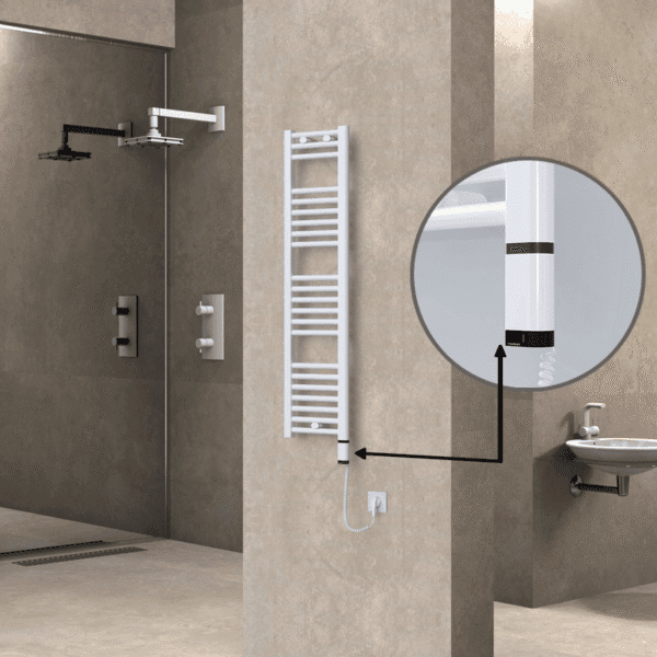 Radiva Haiti Elektrikli Havlupan 300x1200 Düz Beyaz Parlak (OneD On/Off ) Sağ 300 Watt