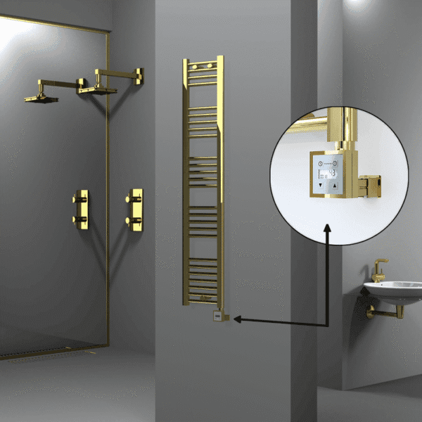 Radiva Haiti Elektrikli Havlupan 300x1500 Düz Altın Parlak (KTX3 Termostat) 300 Watt