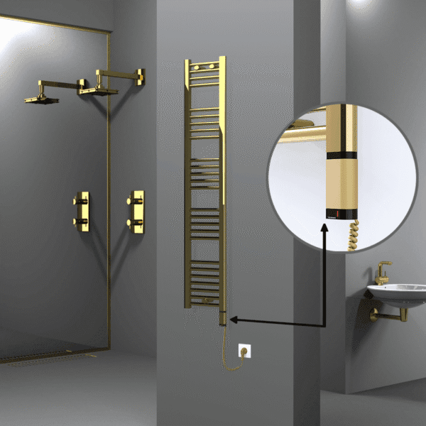 Radiva Haiti Elektrikli Havlupan 300x1500 Düz Altın Parlak (OneD On/Off ) Sağ 300 Watt