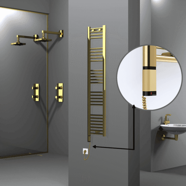 Radiva Haiti Elektrikli Havlupan 300x1500 Düz Altın Parlak (OneD On/Off ) Sol 300 Watt