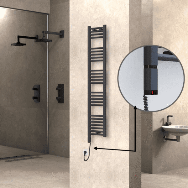 Radiva Haiti Elektrikli Havlupan 300x1500 Düz Antrasit Texture (OneD On/Off ) Sol 300 Watt