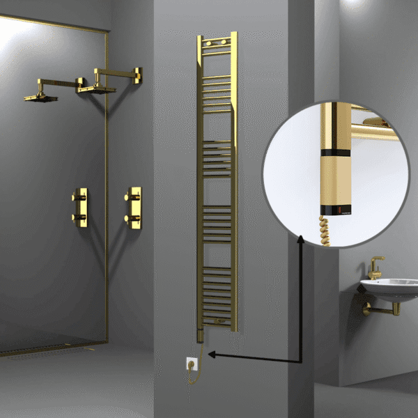 Radiva Haiti Elektrikli Havlupan 300x1800 Düz Altın Parlak (OneD On/Off ) Sol 300 Watt