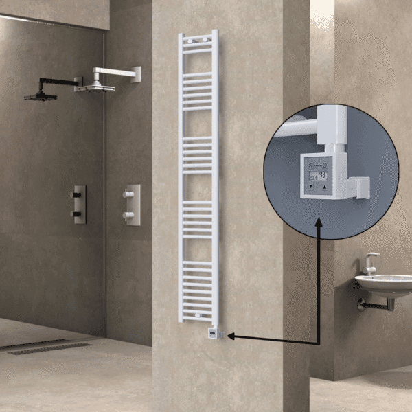 Radiva Haiti Elektrikli Havlupan 300x1800 Düz Beyaz Parlak (KTX3 Termostat) 600 Watt