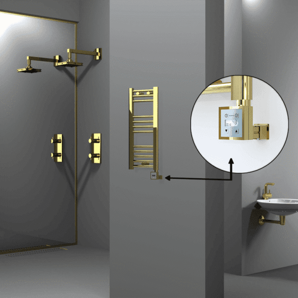 Radiva Haiti Elektrikli Havlupan 300x700 Düz Altın Parlak (KTX3 Termostat) 200 Watt