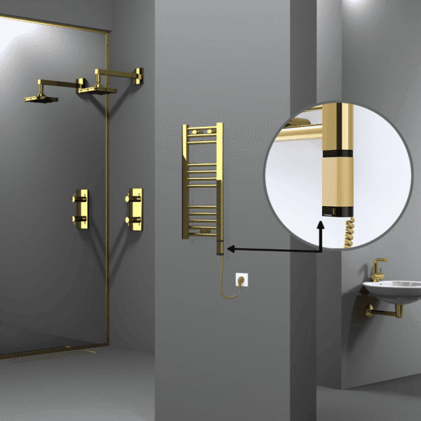 Radiva Haiti Elektrikli Havlupan 300x700 Düz Altın Parlak (OneD On/Off ) Sağ 200 Watt