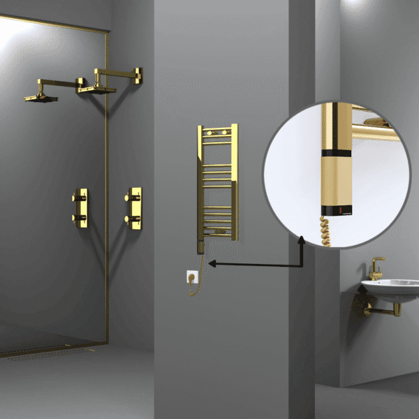 Radiva Haiti Elektrikli Havlupan 300x700 Düz Altın Parlak (OneD On/Off ) Sol 200 Watt