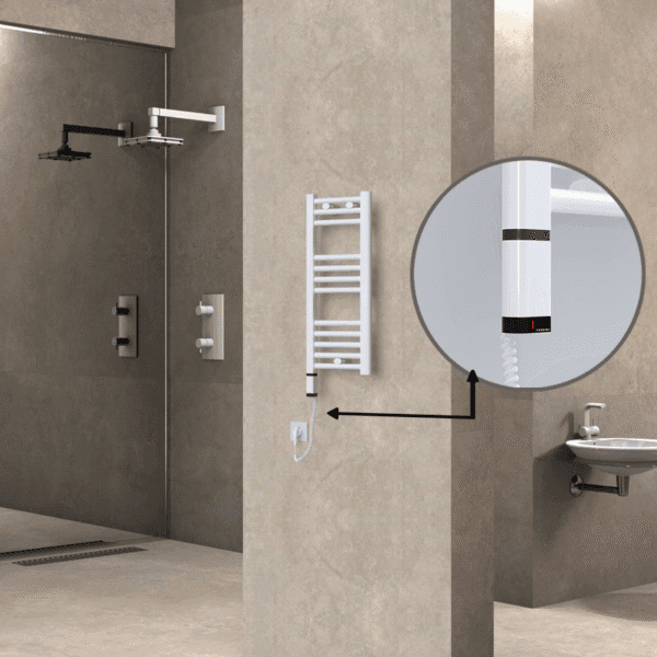 Radiva Haiti Elektrikli Havlupan 300x700 Düz Beyaz Parlak (OneD On/Off ) Sol 200 Watt