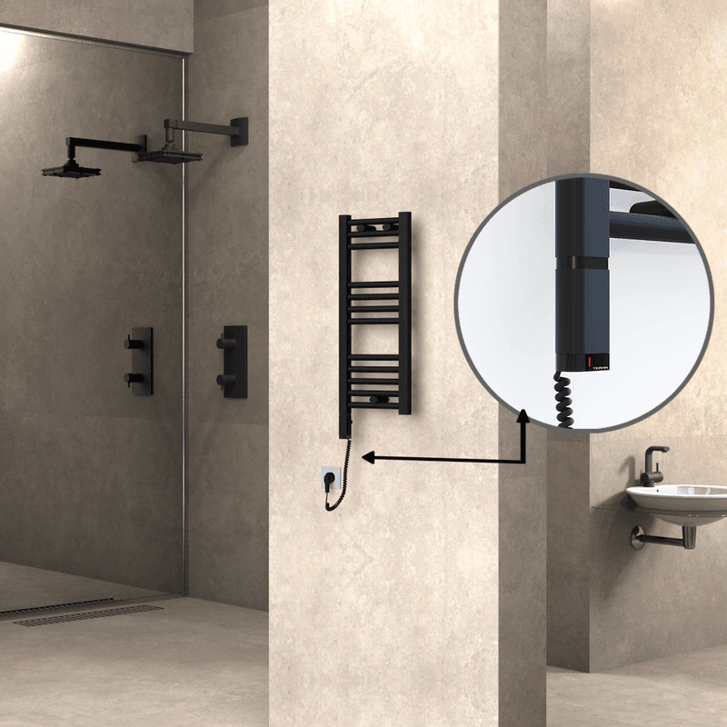 Radiva Haiti Elektrikli Havlupan 300x700 Düz Siyah Mat (OneD On/Off ) Sol 200 Watt