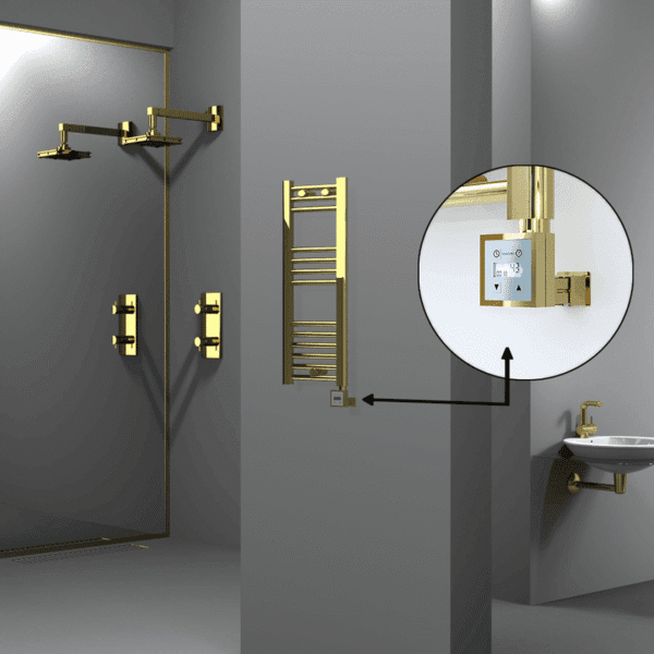 Radiva Haiti Elektrikli Havlupan 300x800 Düz Altın Parlak (KTX3 Termostat) 200 Watt