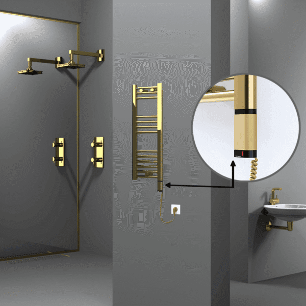 Radiva Haiti Elektrikli Havlupan 300x800 Düz Altın Parlak (OneD On/Off ) Sağ 200 Watt