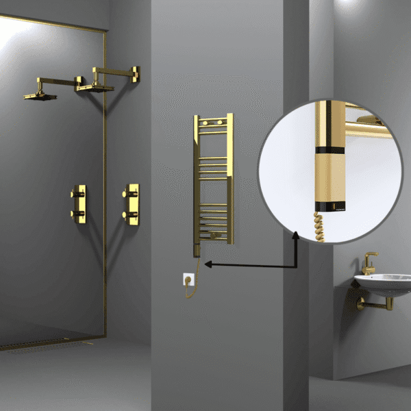 Radiva Haiti Elektrikli Havlupan 300x800 Düz Altın Parlak (OneD On/Off ) Sol 200 Watt