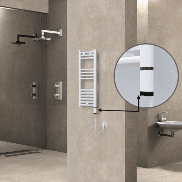 Radiva Haiti Elektrikli Havlupan 300x800 Düz Beyaz Parlak (OneD On/Off ) Sağ 200 Watt