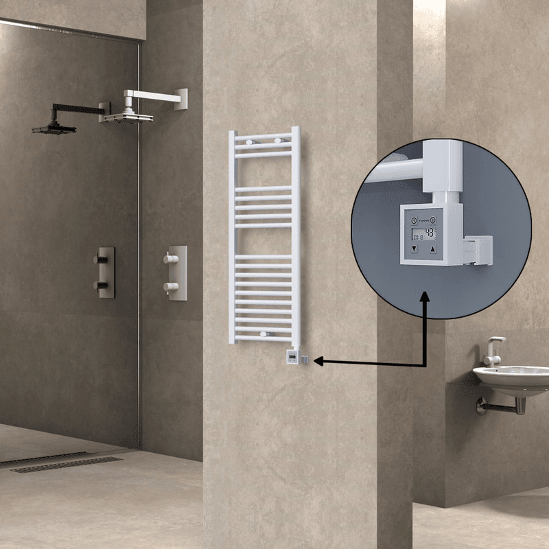 Radiva Haiti Elektrikli Havlupan 400x1000 Düz Beyaz Parlak (KTX3 Termostat) 300 Watt