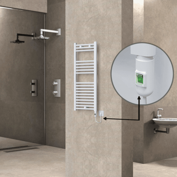 Radiva Haiti Elektrikli Havlupan 400x1000 Düz Beyaz Parlak (On/Off Düğmeli) 300 Watt