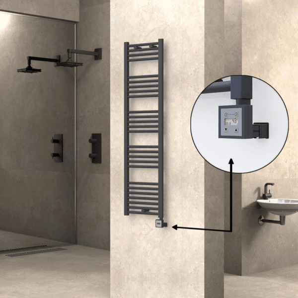 Radiva Haiti Elektrikli Havlupan 400x1500 Düz Antrasit Texture (KTX3 Termostat) 600 Watt