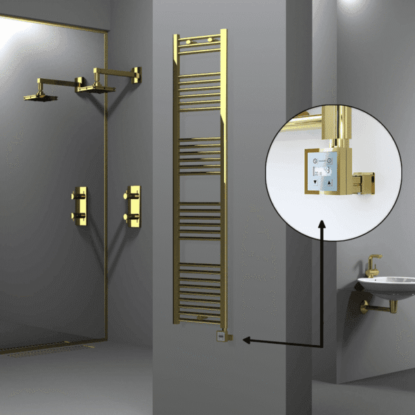 Radiva Haiti Elektrikli Havlupan 400x1800 Düz Altın Parlak (KTX3 Termostat) 300 Watt