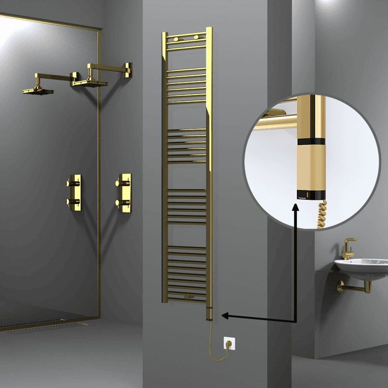 Radiva Haiti Elektrikli Havlupan 400x1800 Düz Altın Parlak (OneD On/Off ) Sağ 300 Watt