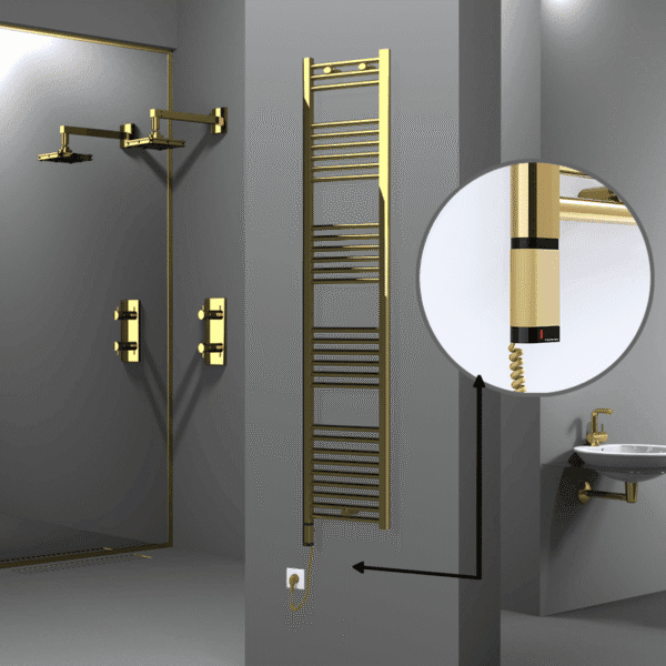 Radiva Haiti Elektrikli Havlupan 400x1800 Düz Altın Parlak (OneD On/Off ) Sol 300 Watt