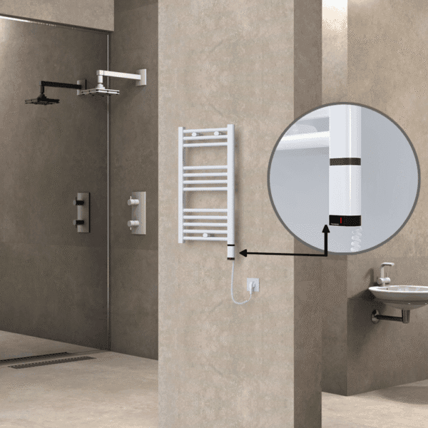 Radiva Haiti Elektrikli Havlupan 400x700 Düz Beyaz Parlak (OneD On/Off ) Sağ 300 Watt