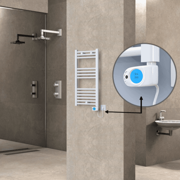 Radiva Haiti Elektrikli Havlupan 400x800 Düz Beyaz Parlak (Musa Termostat) 300 Watt