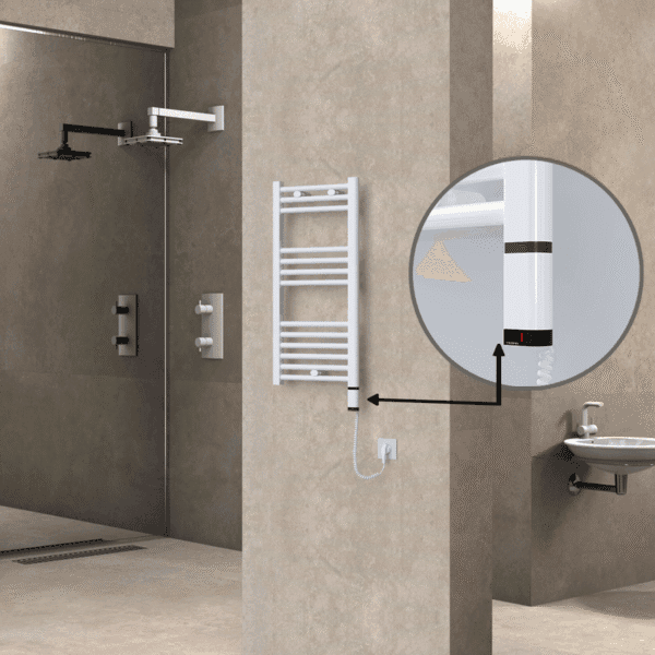 Radiva Haiti Elektrikli Havlupan 400x800 Düz Beyaz Parlak (OneD On/Off ) Sağ 300 Watt