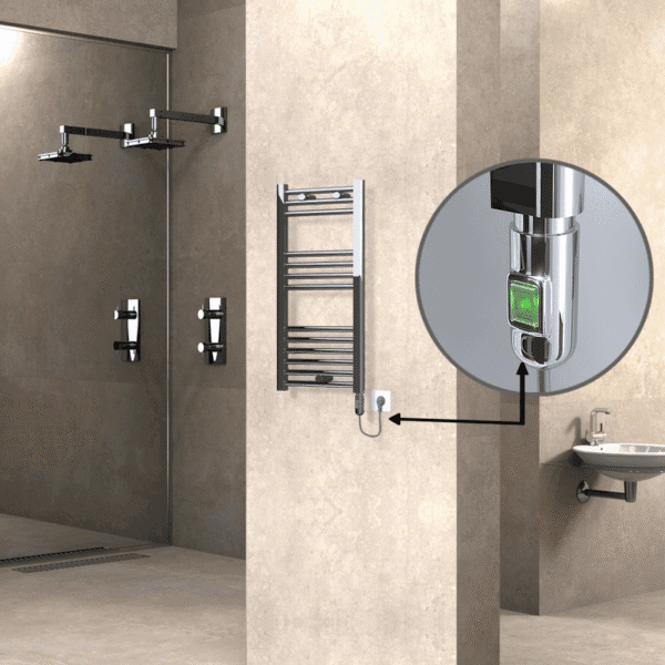 Radiva Haiti Elektrikli Havlupan 400x800 Düz Krom (On/Off Düğmeli) 200 Watt