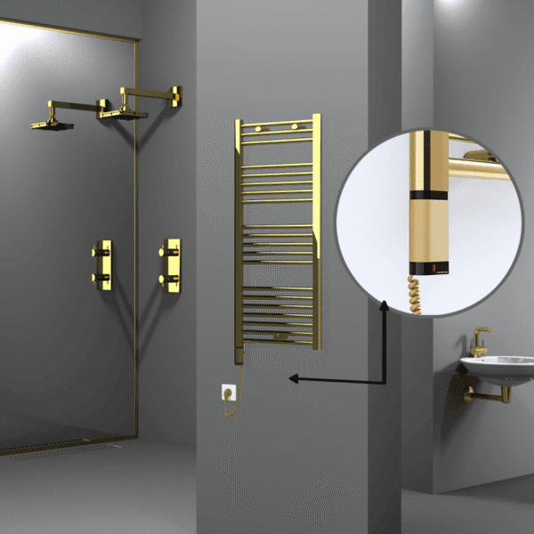 Radiva Haiti Elektrikli Havlupan 500x1100 Düz Altın Parlak (OneD On/Off ) Sol 300 Watt